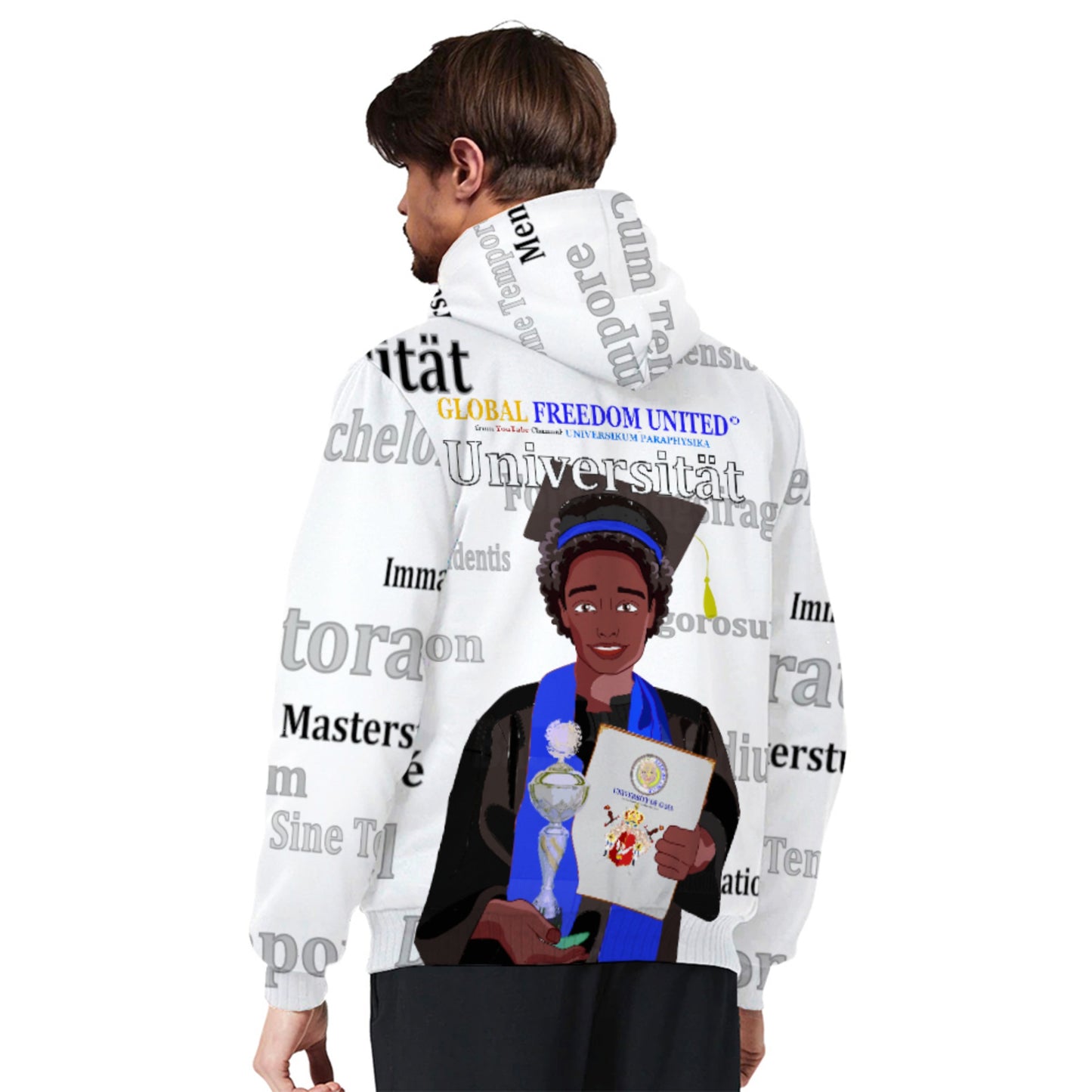 Plush Hoodie Global Freedom United Afro Student Boy Silver Place