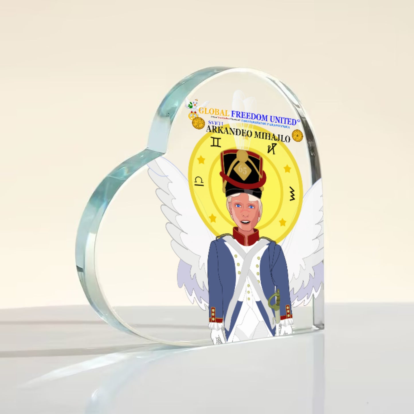 Acryl Heart Global Freedom United Archangel Michael Croatia V1
