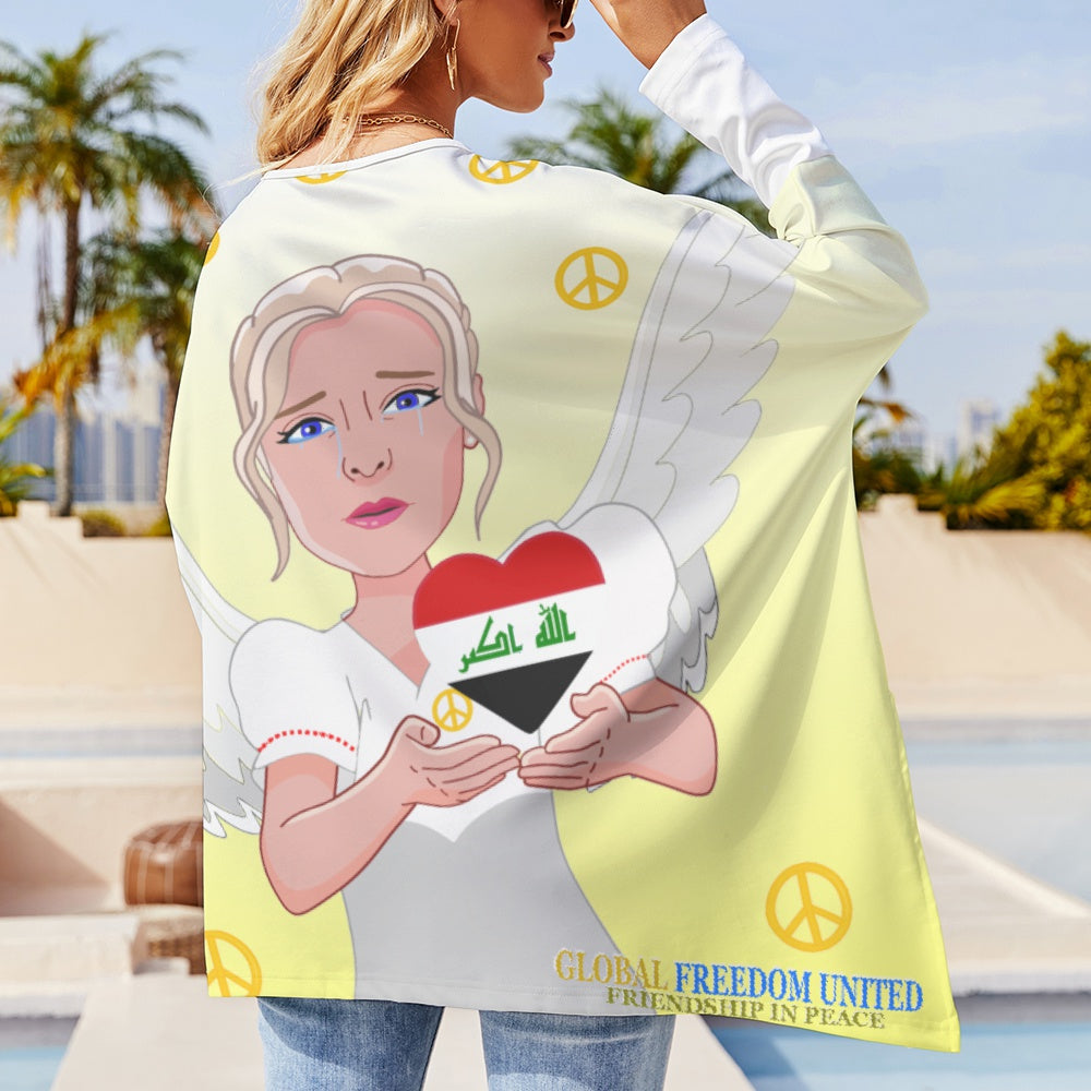 Pullover Long Sleeve T-shirt GLOBAL FREEDOM UNITED© Women Angel for Iraq