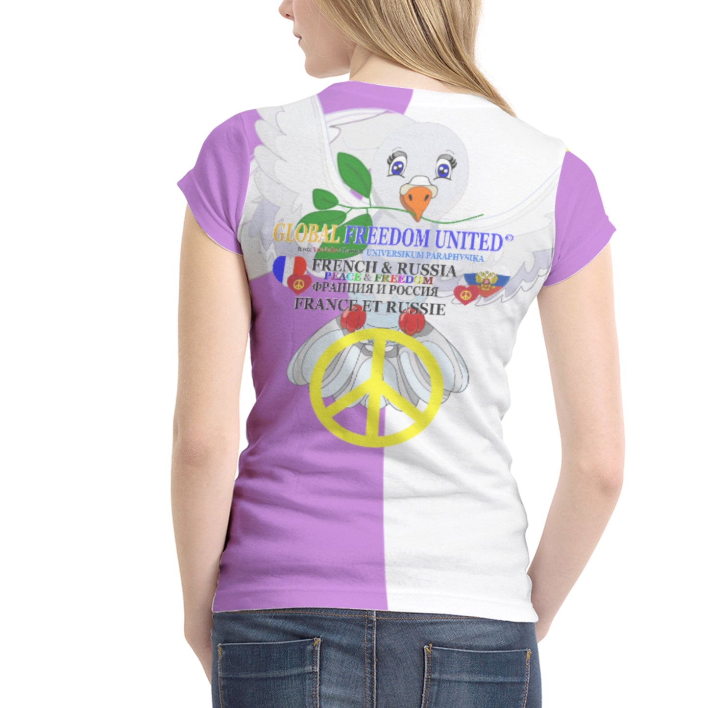 Women´s T-shirt 1 GLOBAL FREEDOM UNITED© Women French & Russia Lilac