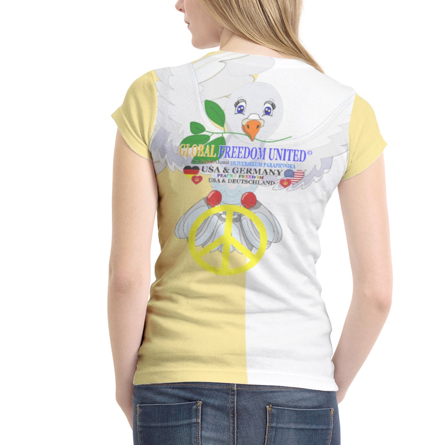Women´s T-Shirt 1 GLOBAL FREEDOM UNITED© Women USA & Germany Yellow