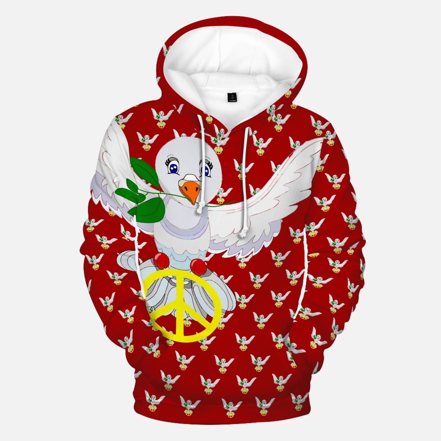 GLOBAL FREEDOM UNITED DOVE OF PEACE OLD PEACE RED Round Collar Hoodie