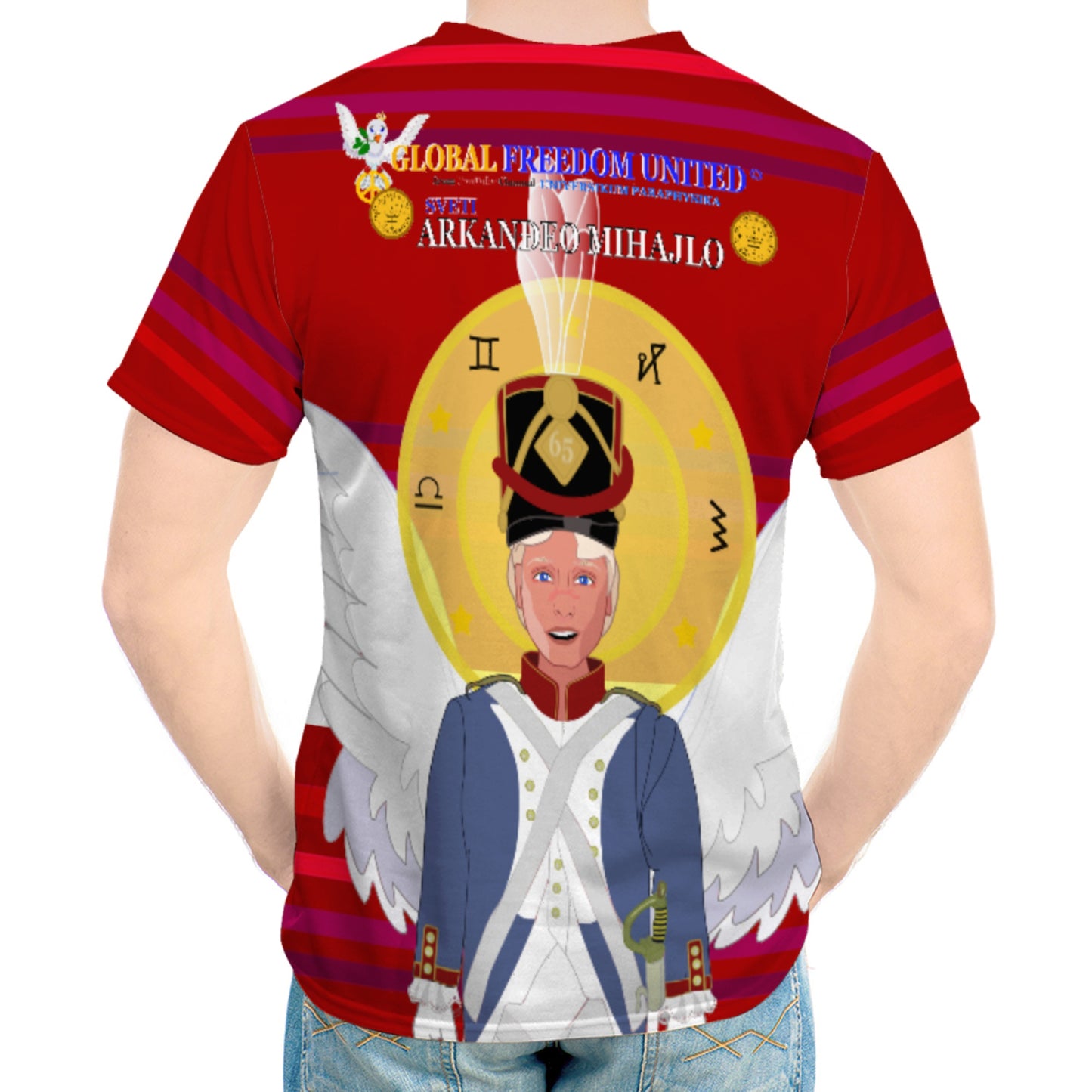 Men´s T-shirt Global Freedom United Archangel Michael Croatia V3 Red