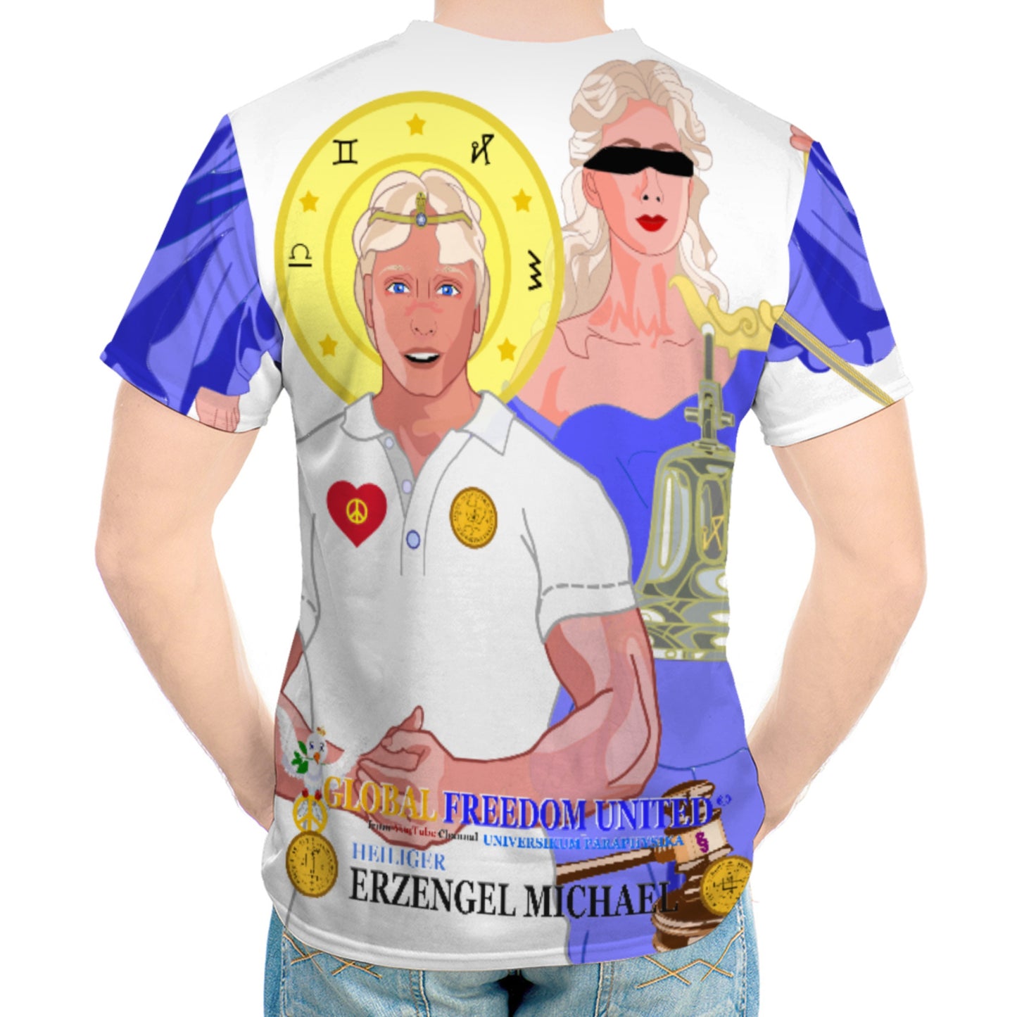 Men´s T-shirt Global Freedom United Archangel Michael German Justicia