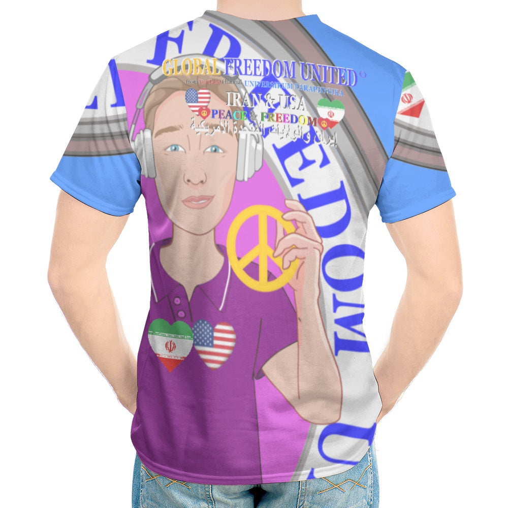 Men´s T-shirt GLOBAL FREEDOM UNITED© Men Iran & USA Blue