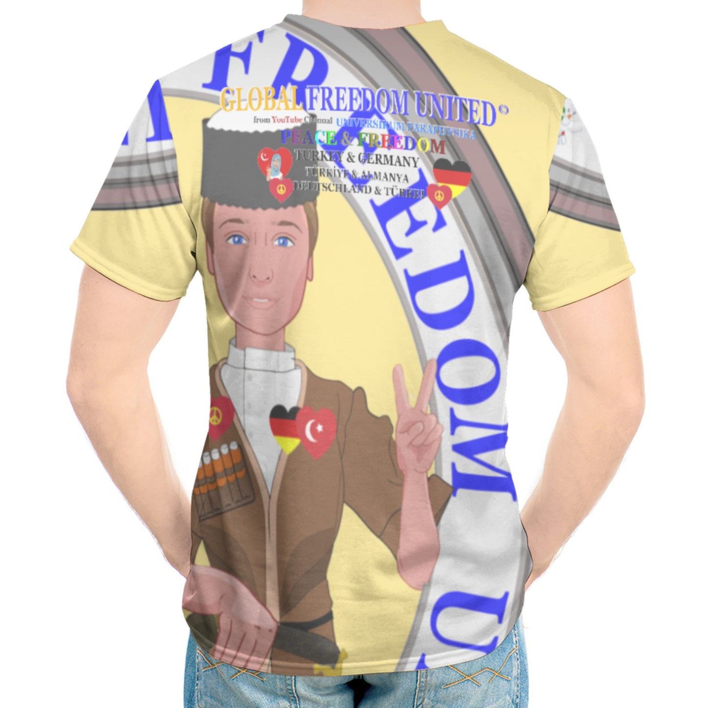 Men´s T-shirt 2 GLOBAL FREEDOM UNITED© Men Germany & Turkey Yellow