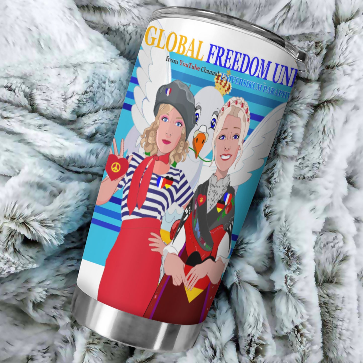 Tumbler Global Freedom United Women French & Germany Old Peace Blue