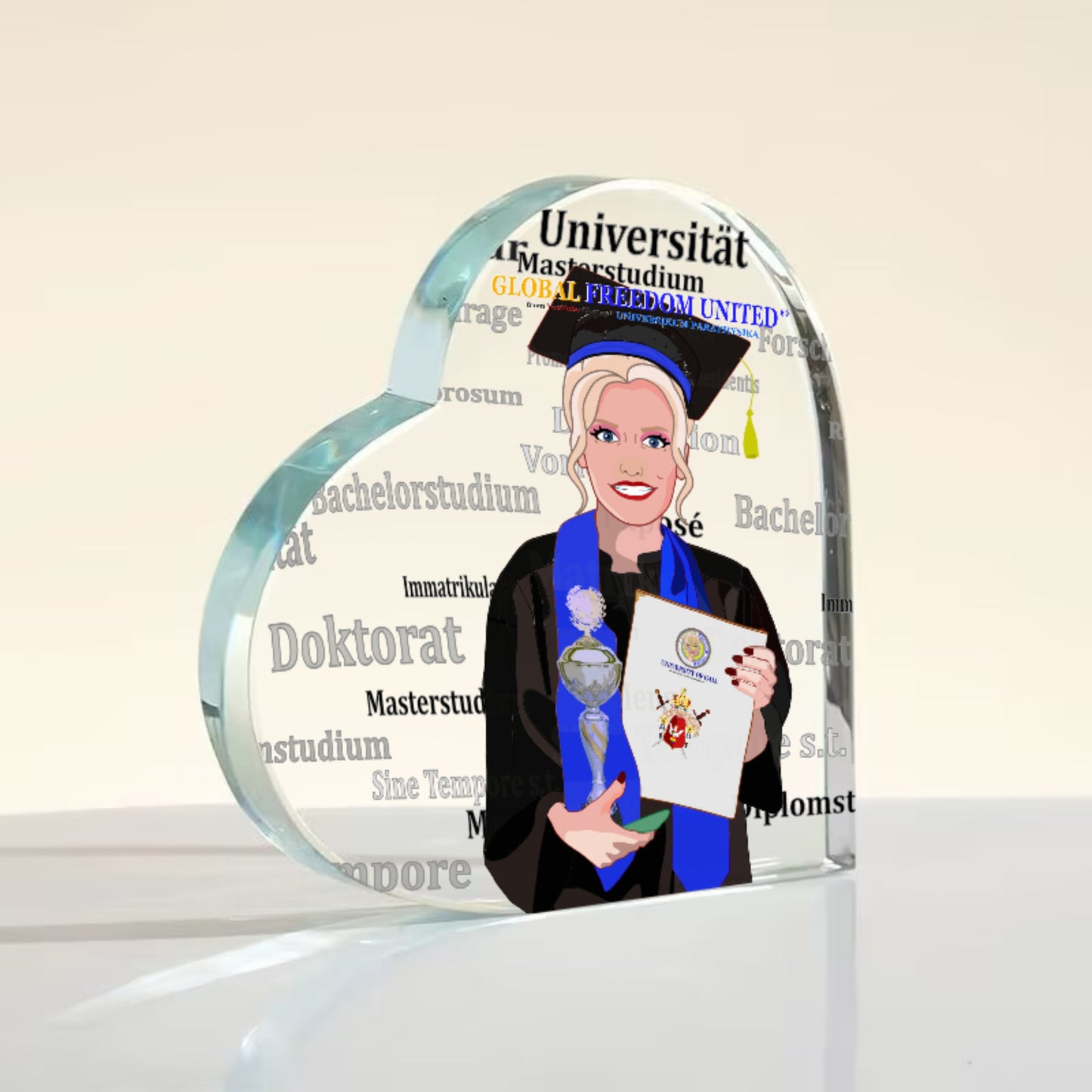 Acryl Heart Global Freedom United Student Girl Silver Place Blond Hair 3