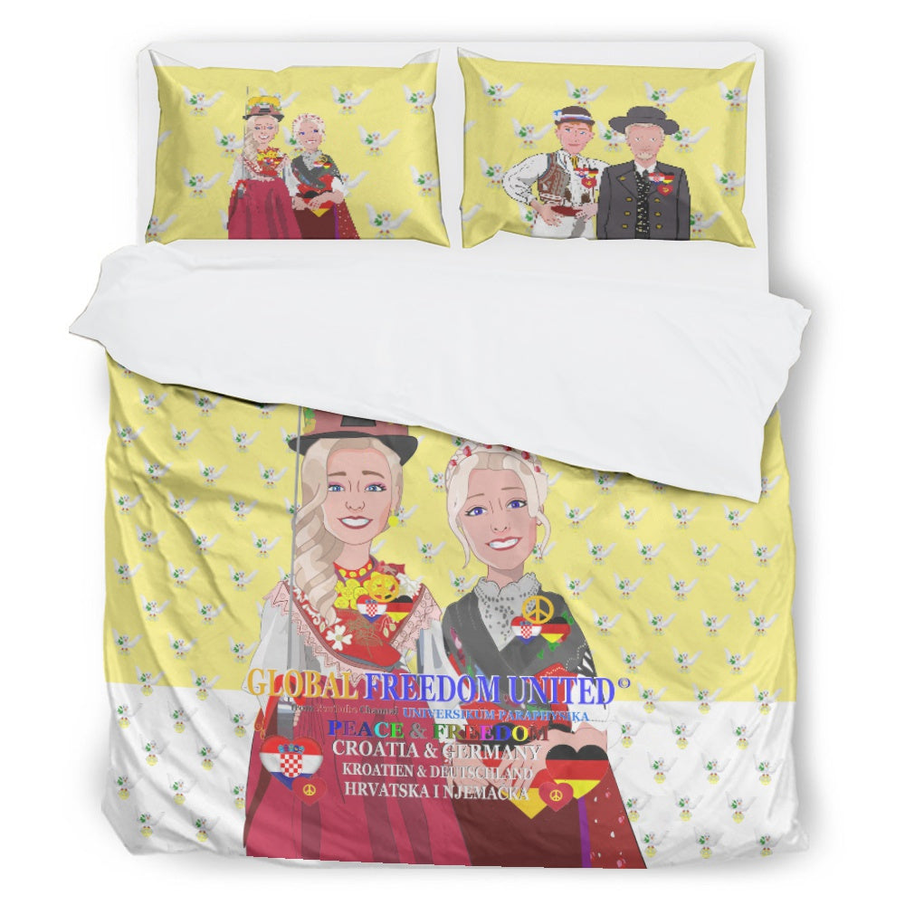 Bed Line GLOBAL FREEDOM UNITED© Women Croatia & Germany Peace Yellow Blondie
