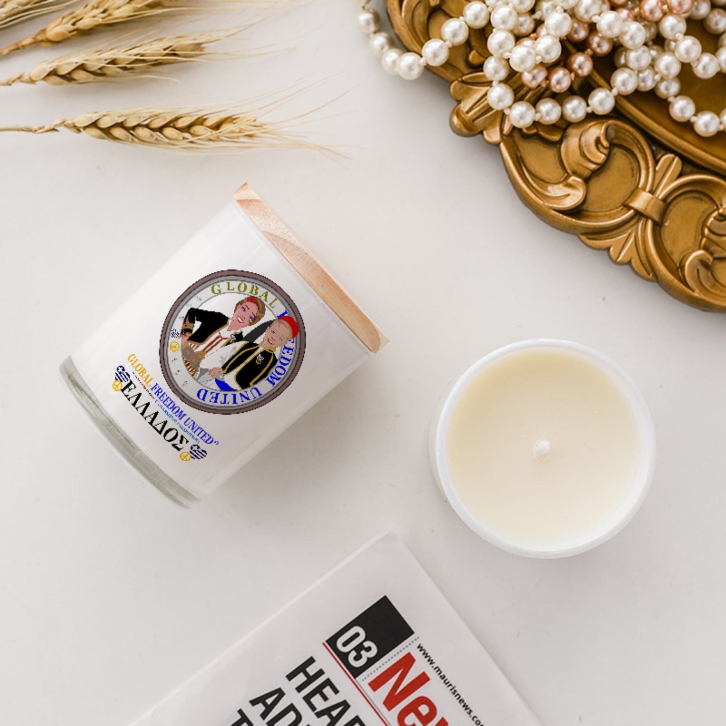 Scented Soy Candle GLOBAL FREEDOM UNITED© Couple Edition Greece