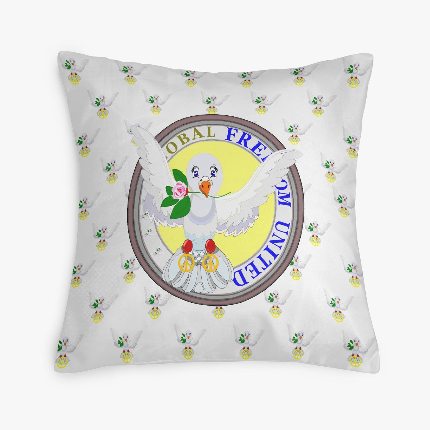 GLOBAL FREEDOM UNITED© DOVE OF PEACE WIGHT YELLOW 18'' Square Pillow Cover