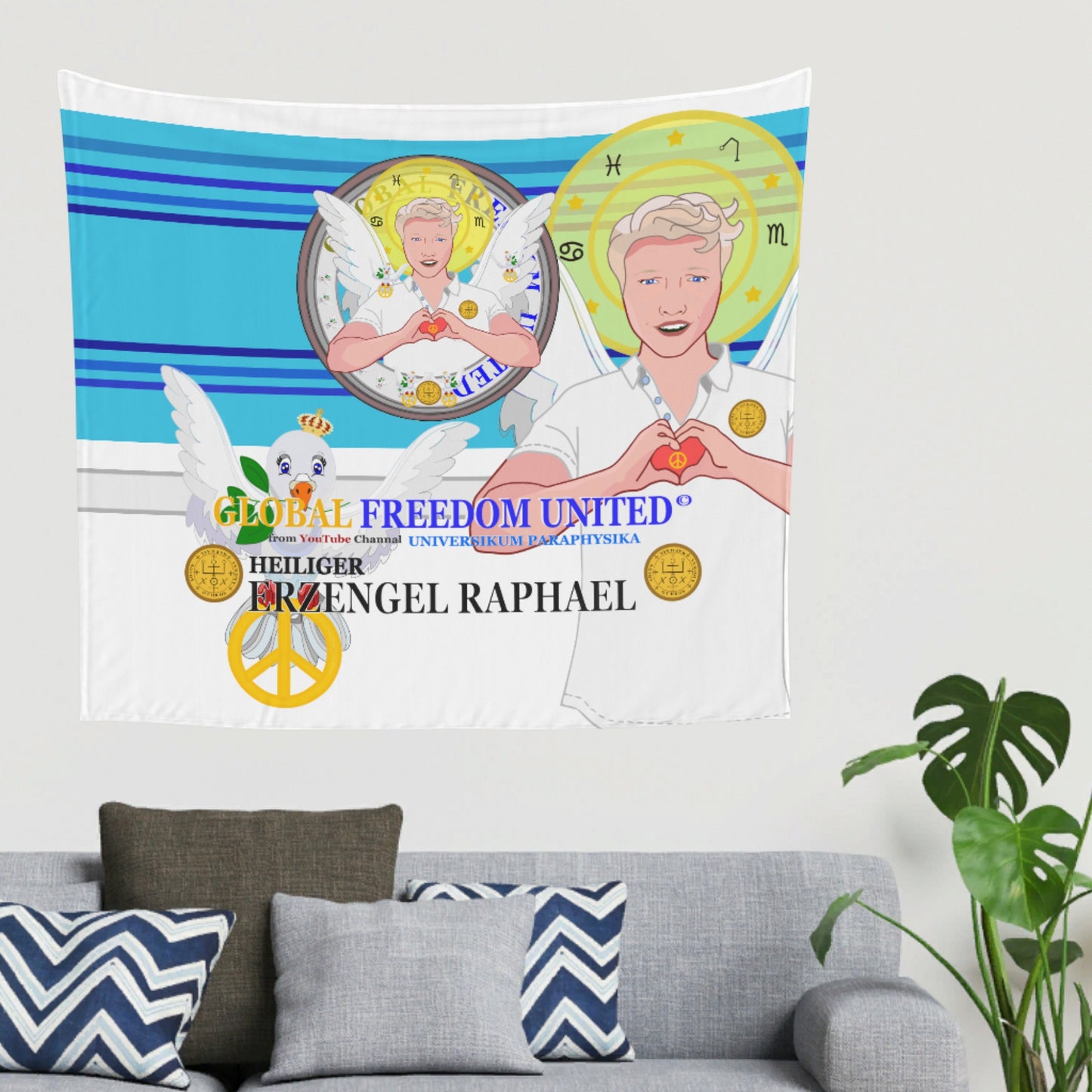 Tapestry Global Freedom United Archangel Raphael German Blue