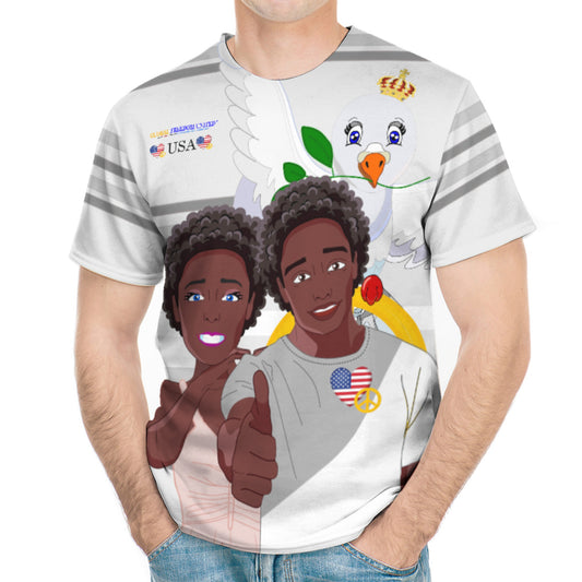 Men´s T-shirt GLOBAL FREEDOM UNITED© Couple USA Afro American Grey