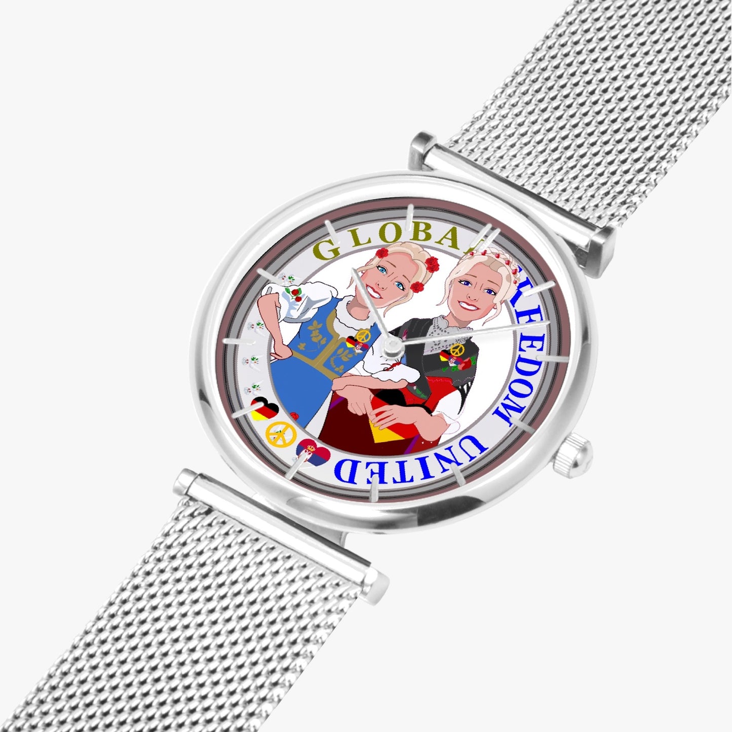 GLOBAL FREEDOM UNITED© New Stylish Ultra-Thin Quartz Watch (With Indicators) Women Serbia & Germany V2