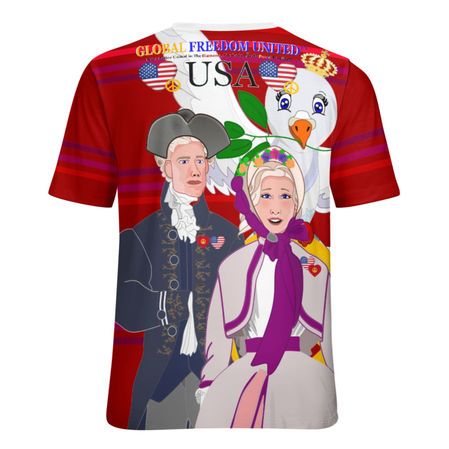 Women´s T-shirt GLOBAL FREEDOM UNITED© Couple USA V3 Red