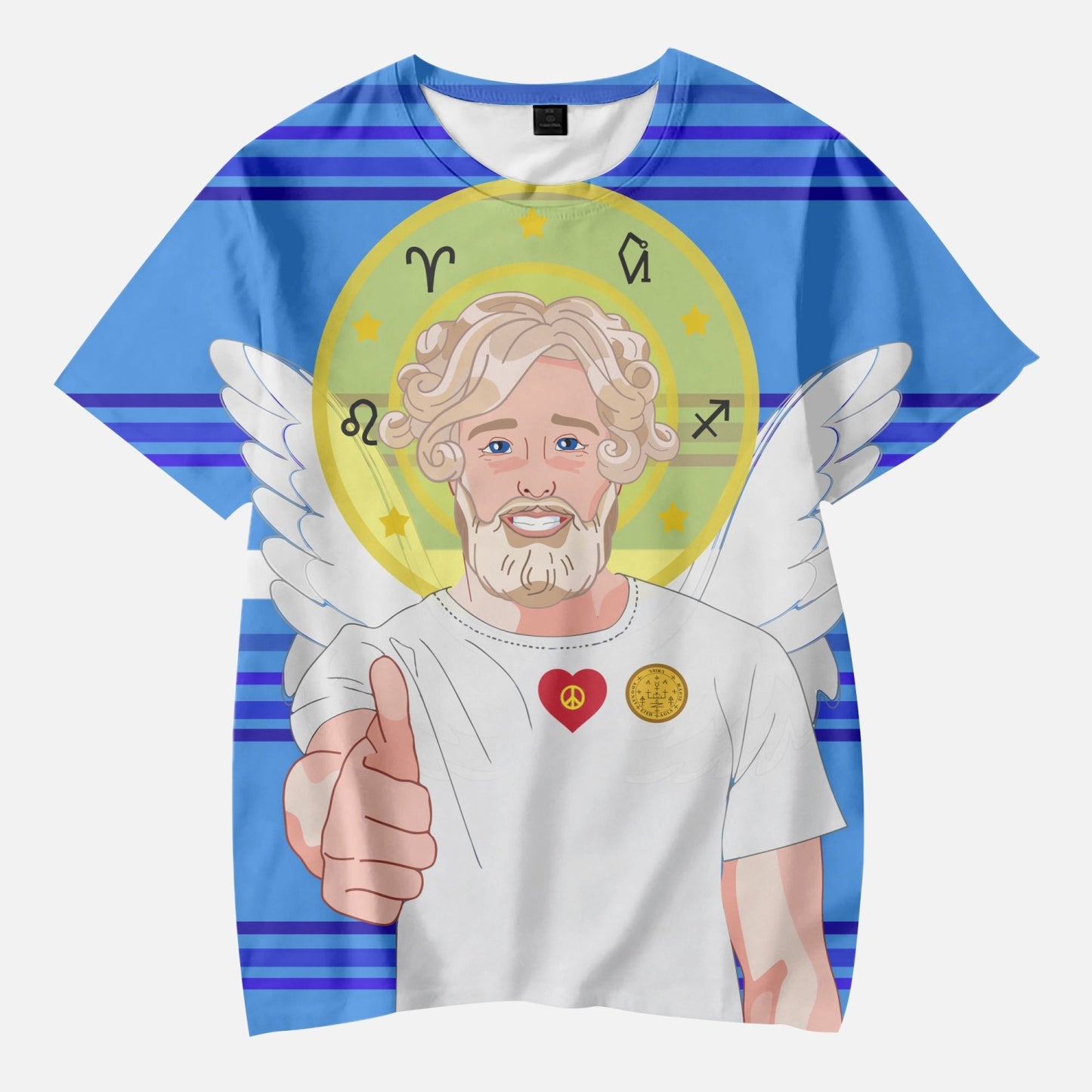 AOP Kids' Short T-Shirts GLOBAL FREEDOM UNITED ARCHANGEL URIEL GERMAN DEEP BLUE