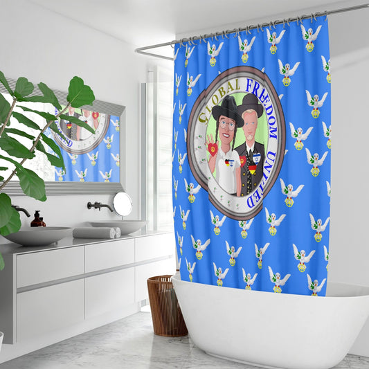 GLOBAL FREEDOM UNITED© MEN ISRAEL & GERMANY BLUE Quick-drying Shower Curtain