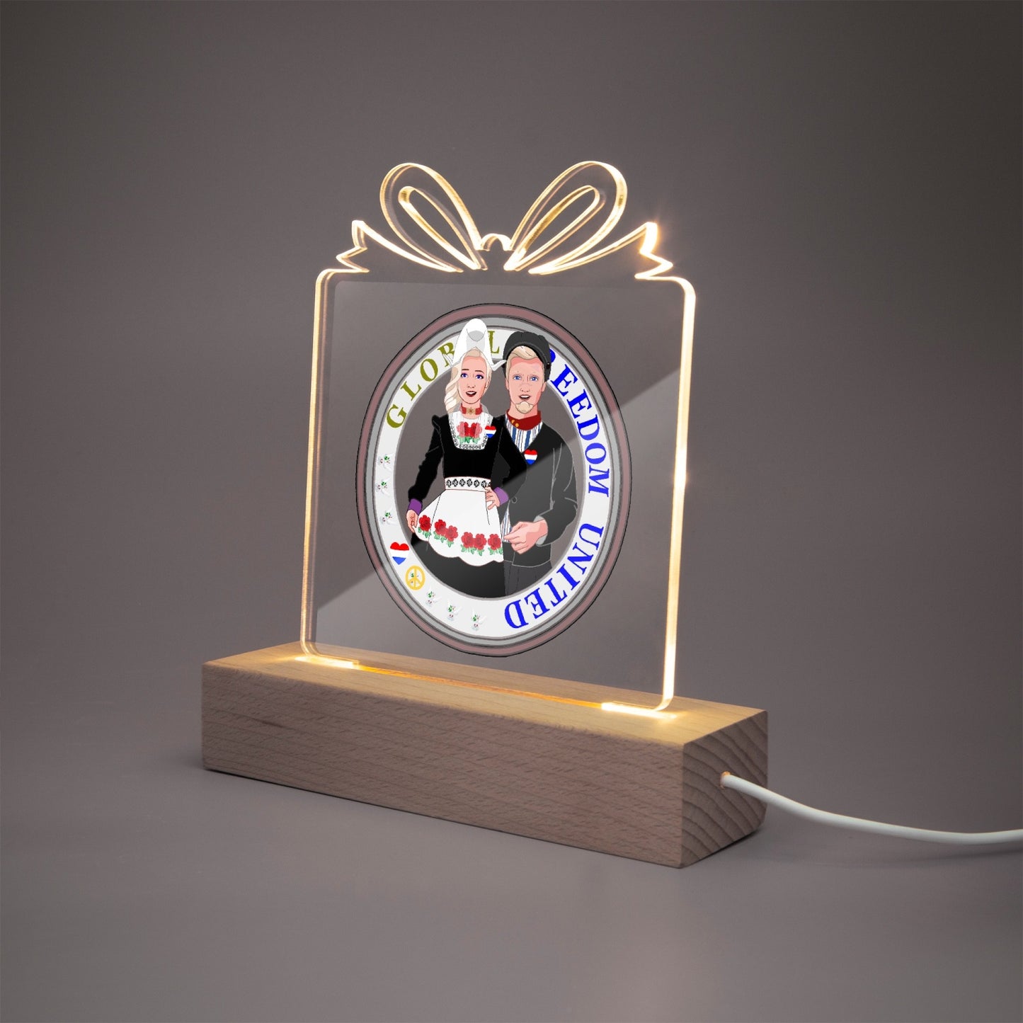 GLOBAL FREEDOM UNITED© Couple Nederland Acrylic Plaque with  Stand - Gift Shape