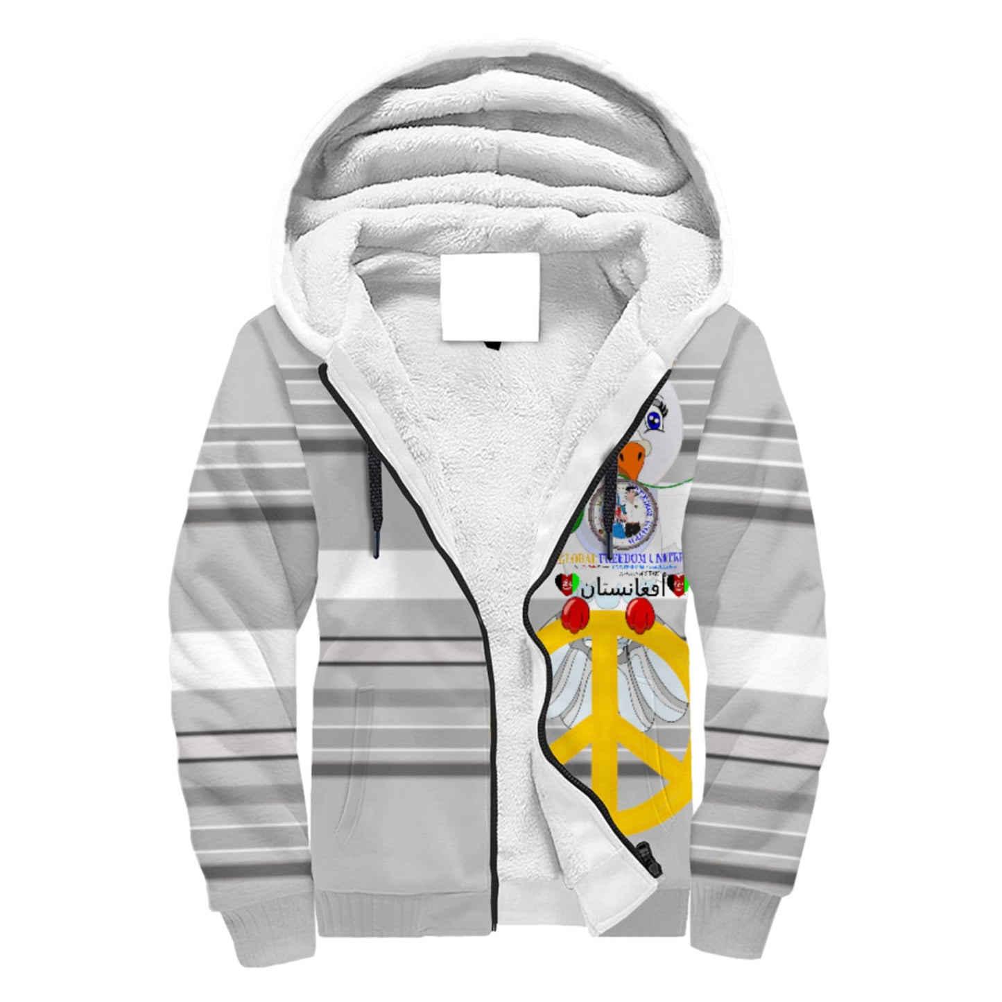 Plush Hoodie GLOBAL FREEDOM UNITED© Couple Afghanistan Grey
