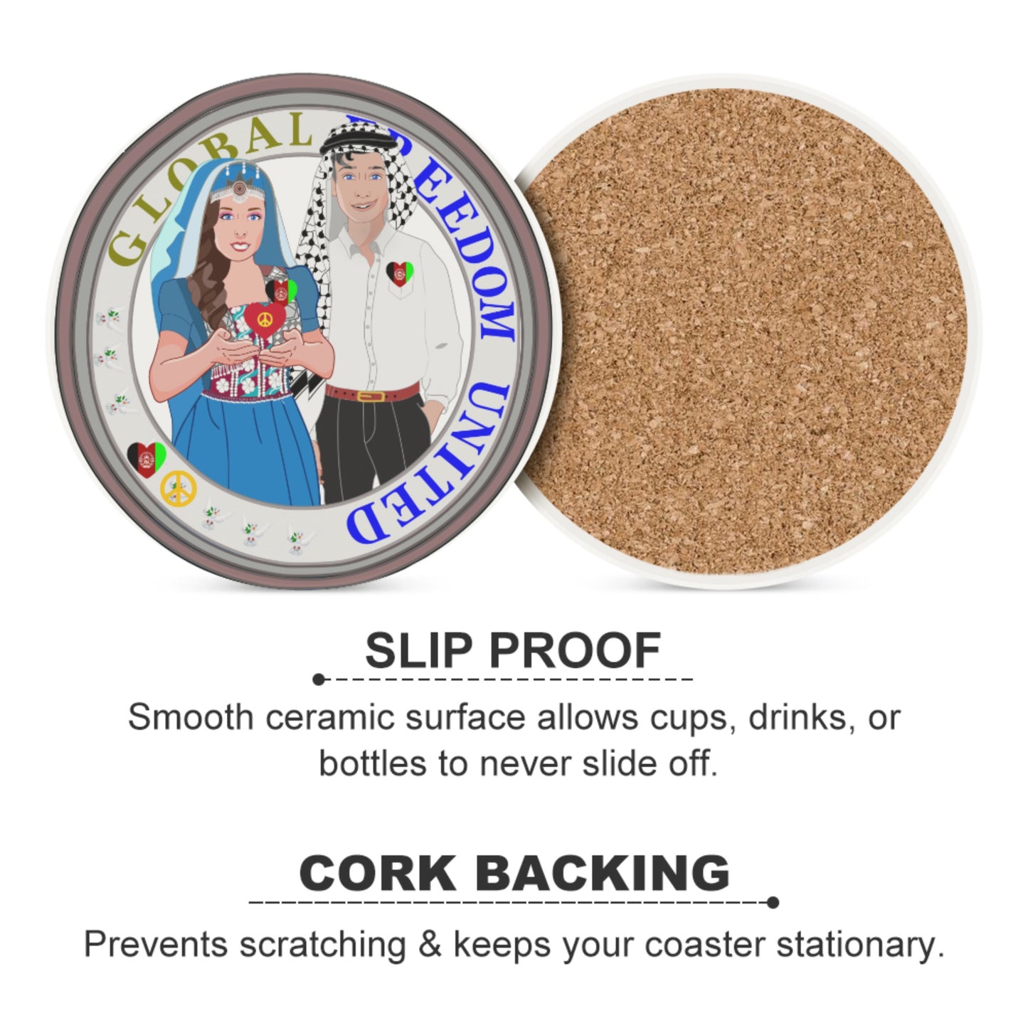 Ceramic Coasters GLOBAL FREEDOM UNITED© Couple Afghanistan