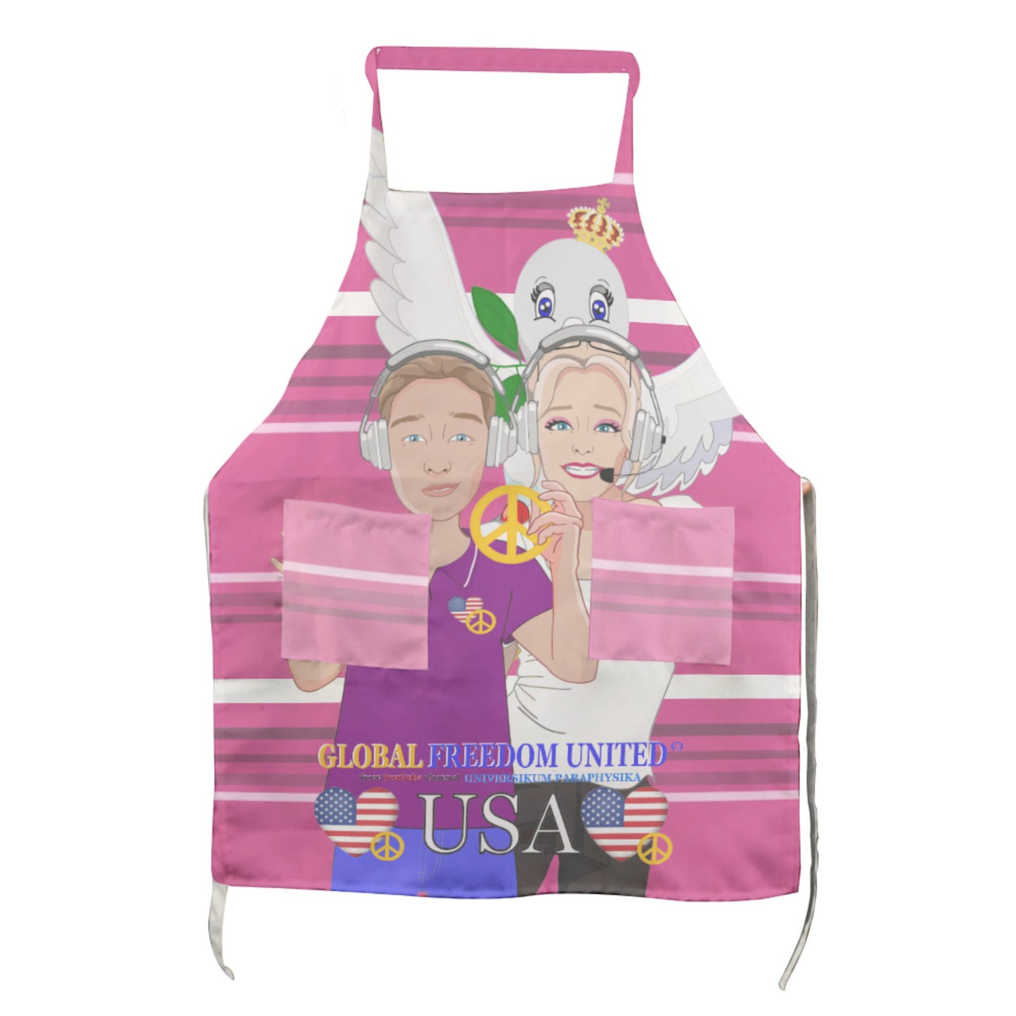 Apron GLOBAL FREEDOM UNITED© Couple USA Wight American Pink