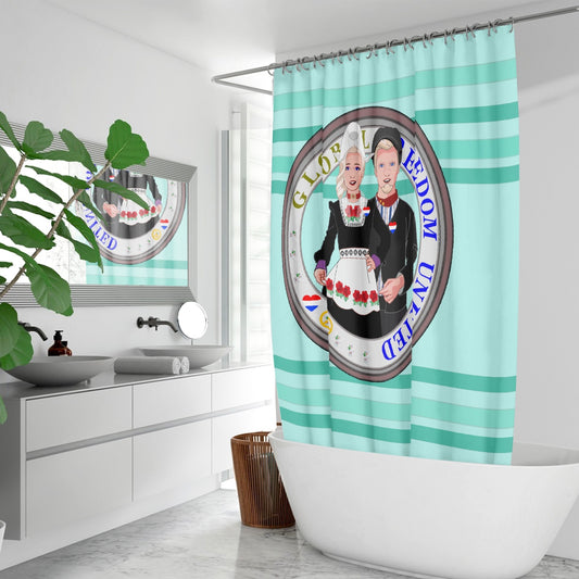 GLOBAL FREEDOM UNITED© Couple Nederland Light Green - Quick-drying Shower Curtain