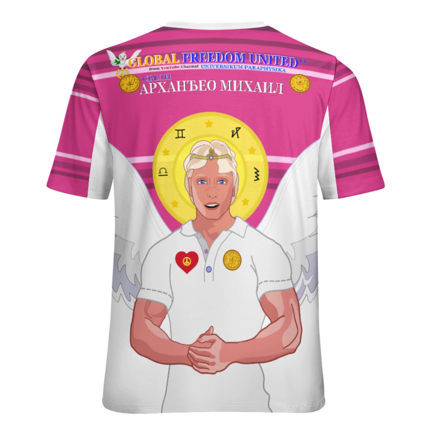 Women´s T-shirt  GLOBAL FREEDOM UNITED© Archangel Michael Serbia V2 Pink2
