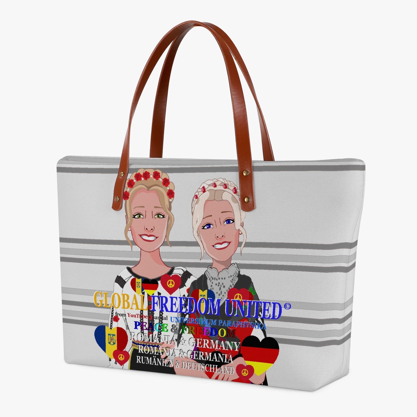 GLOBAL FREEDOM UNITED WOMEN ROMANIA & GERMANY OLD PEACE GREY Classic Diving Cloth Tote Bag