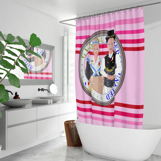GLOBAL FREEDOM UNITED© Couple France Pink1 - Quick-drying Shower Curtain