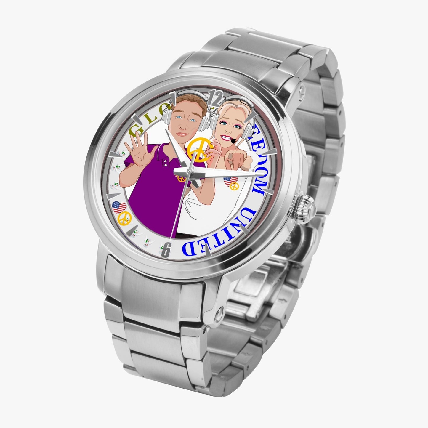 GLOBAL FREEDOM UNITED© Wight American - New Steel Strap Automatic Watch (With Indicators)