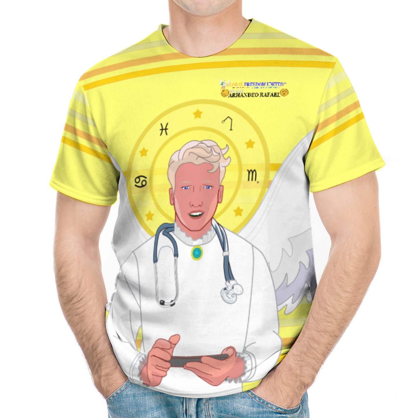 Men´s T-shirt GLOBAL FREEDOM UNITED© Archangel Rafael Croatia Yellow