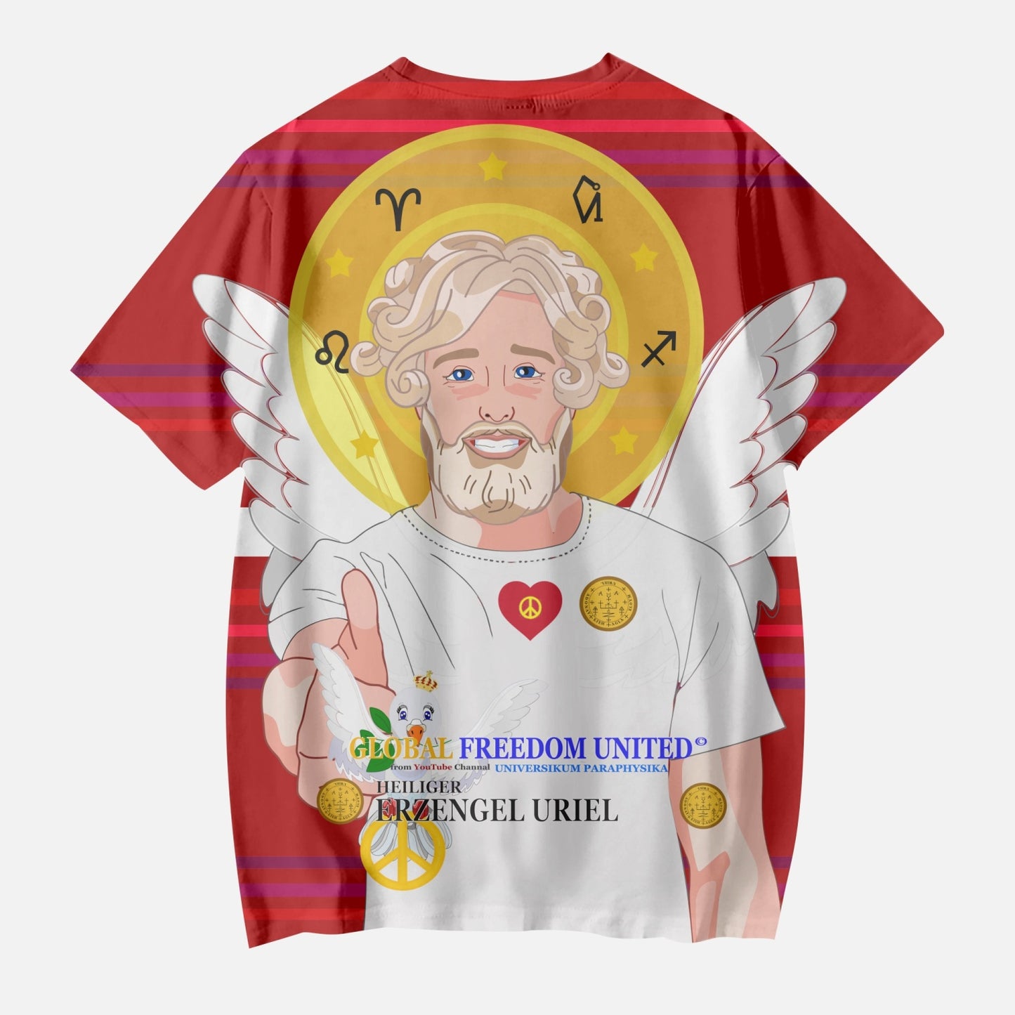AOP Kids' Short T-Shirts GLOBAL FREEDOM UNITED ARCHANGEL URIEL GERMAN RED