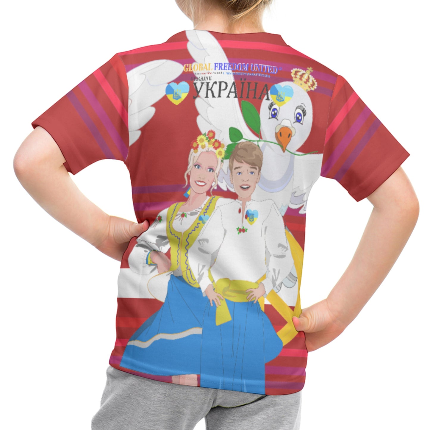 Kid´s T-shirt GLOBAL FREEDOM UNITED© Couple Ukrain Red