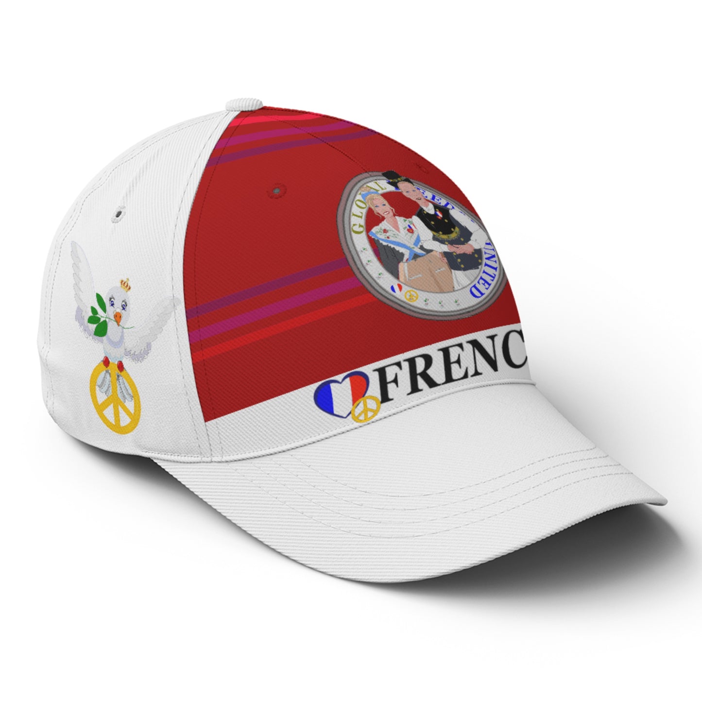 Basketball Cap GLOBAL FREEDOM UNITED© Couple French Red