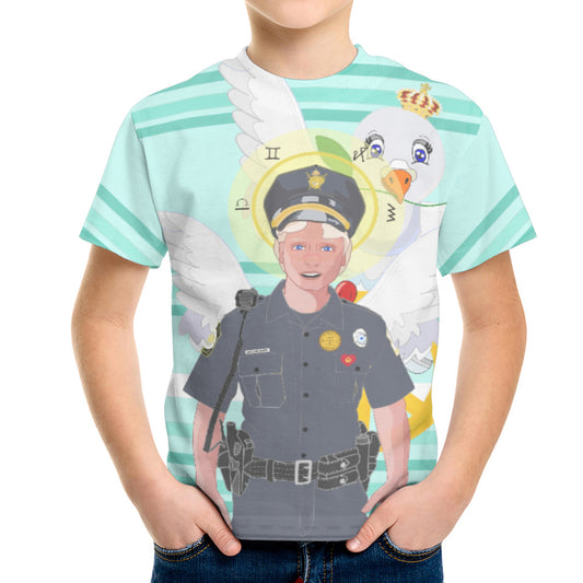 Childrens T-shirt GLOBAL FREEDOM UNITED© Archangel Michael As Policemen Light Green