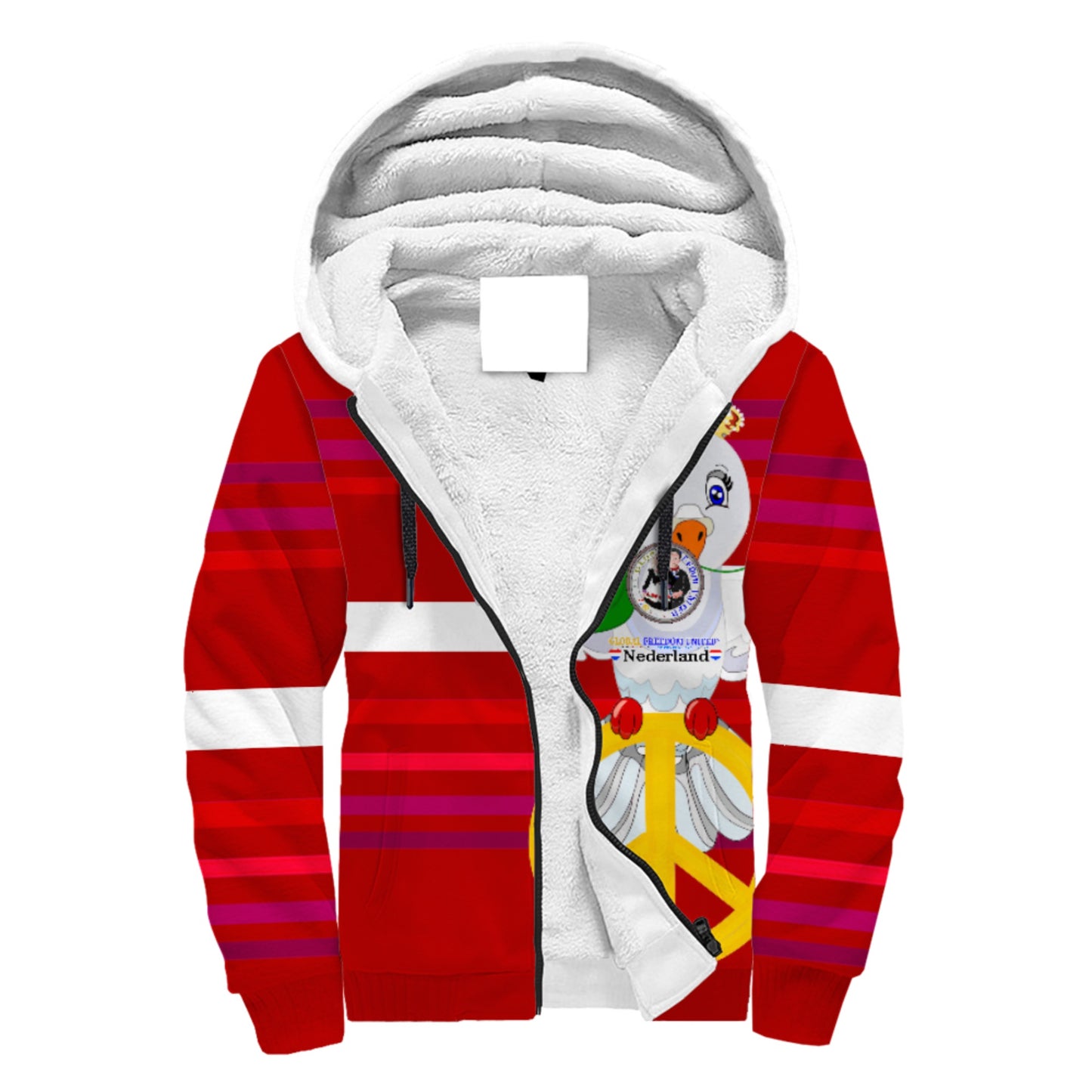 Plush HoodieGLOBAL FREEDOM UNITED© Couple Nederland Red