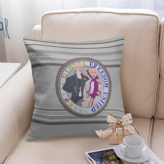GLOBAL FREEDOM UNITED© Couple USA Georg Washington Grey - Square Pillow Cover