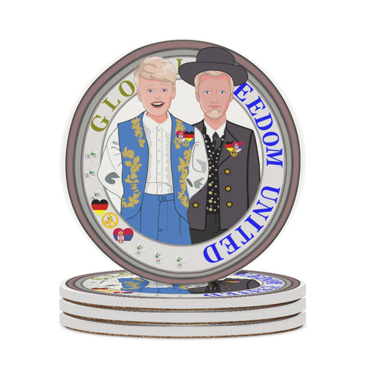 Ceramic Coasters GLOBAL FREEDOM UNITED© Men Serbia & Germany V2