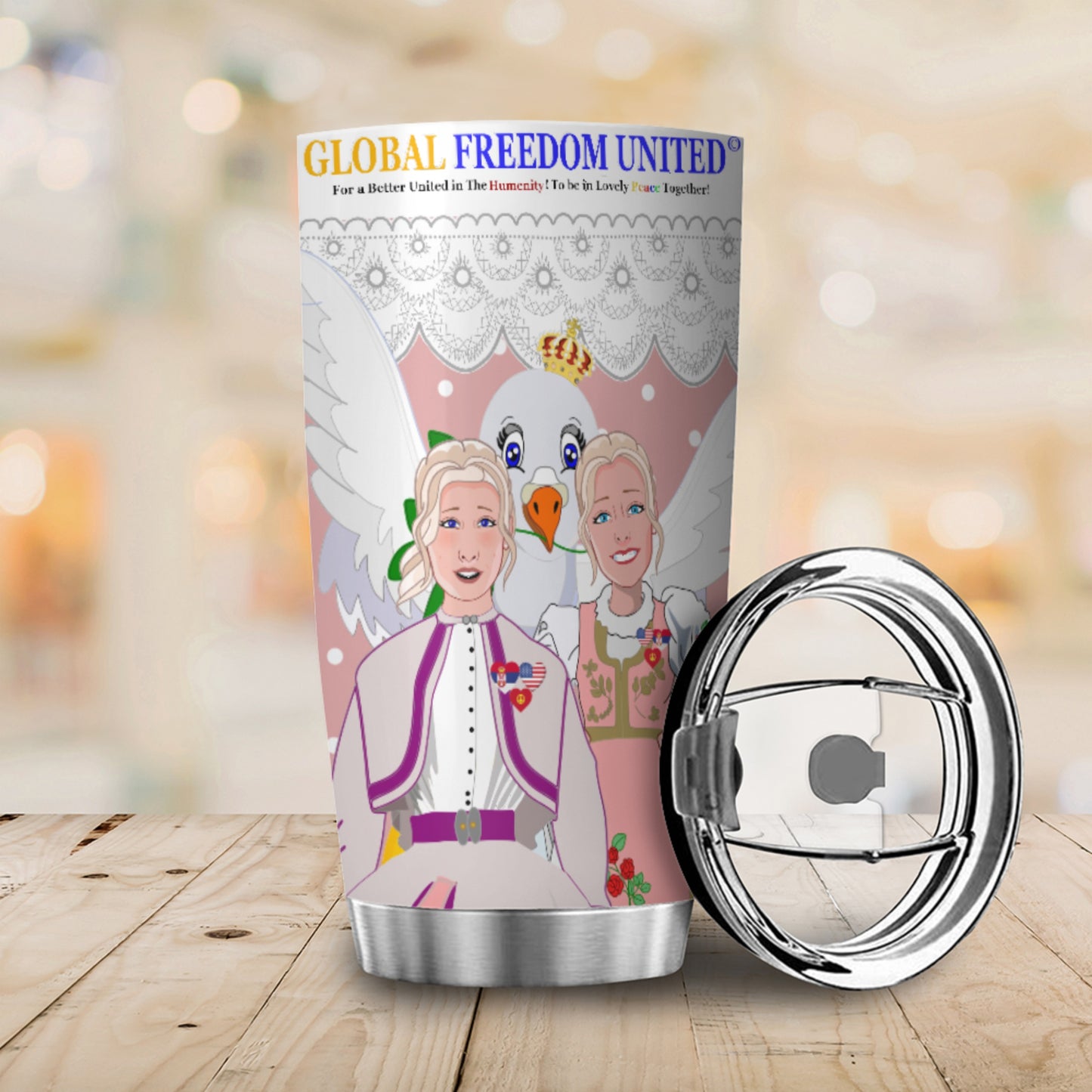 Tumbler 2 GLOBAL FREEDOM UNITED© Women Serbia & USA Pink1