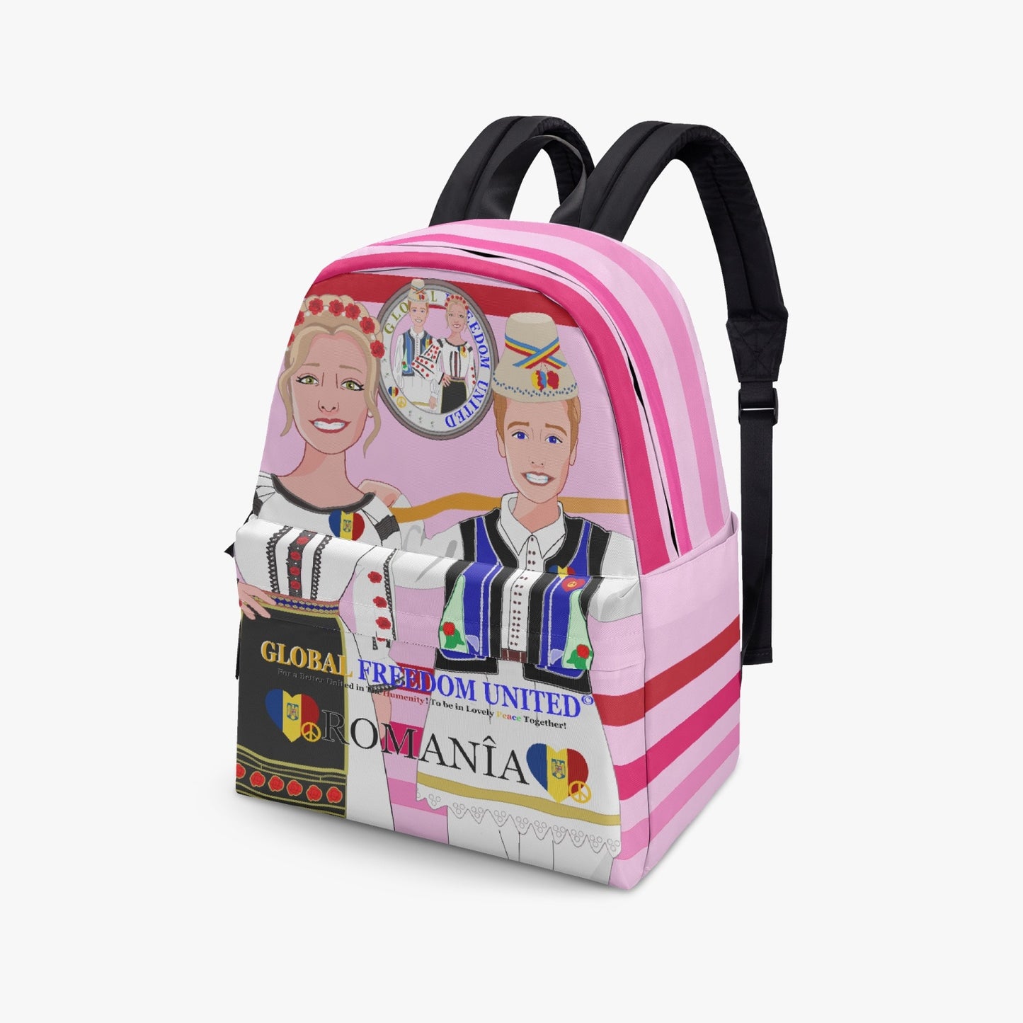 GLOBAL FREEDOM UNITED© Couple Romania Pink1 - All-over-print Canvas Backpack