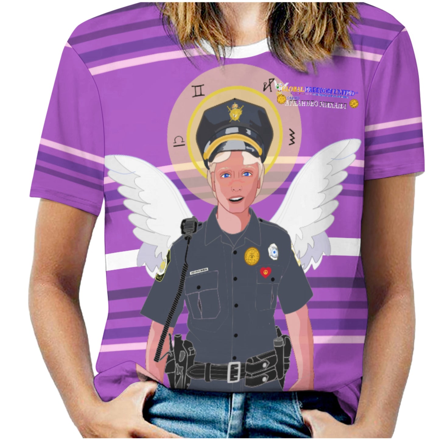 Women´s T-shirt  GLOBAL FREEDOM UNITED© Archangel Michael Serbia V4 Lilac