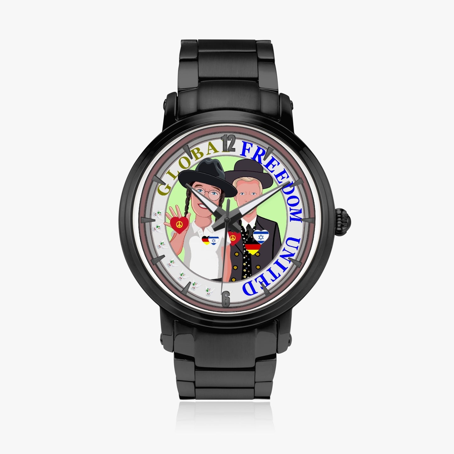 New Steel Strap Automatic Watch (With Indicators) GLOBAL FREEDOM UNITED© MEN GERMANY & ISRAEL