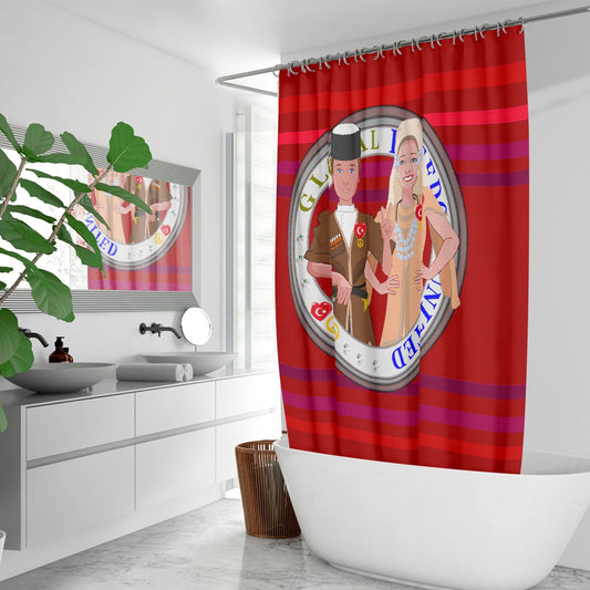 GLOBAL FREEDOM UNITED© Couple Turkey Red - Quick-drying Shower Curtain