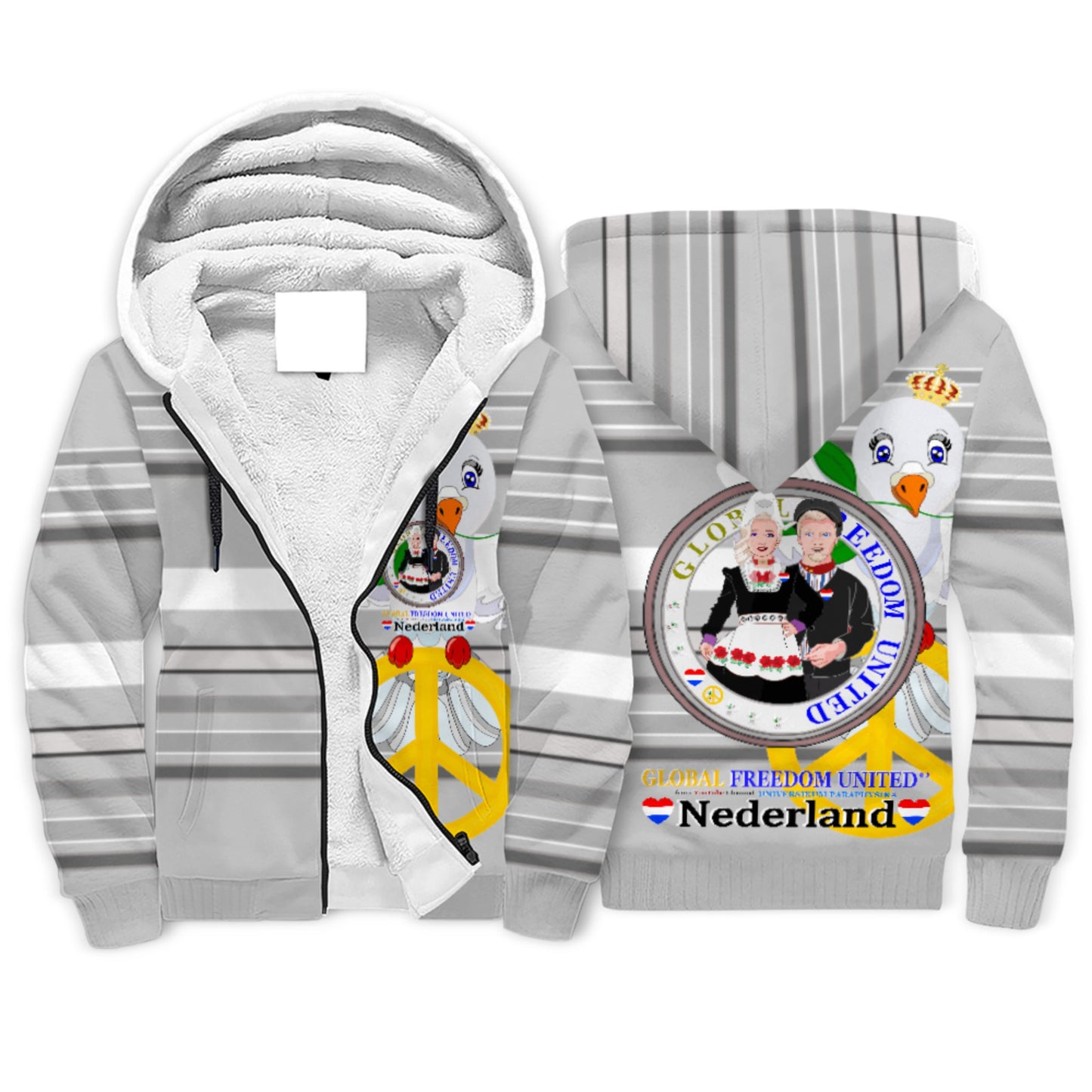 Plush Hoodie GLOBAL FREEDOM UNITED© Couple Nederland  Grey