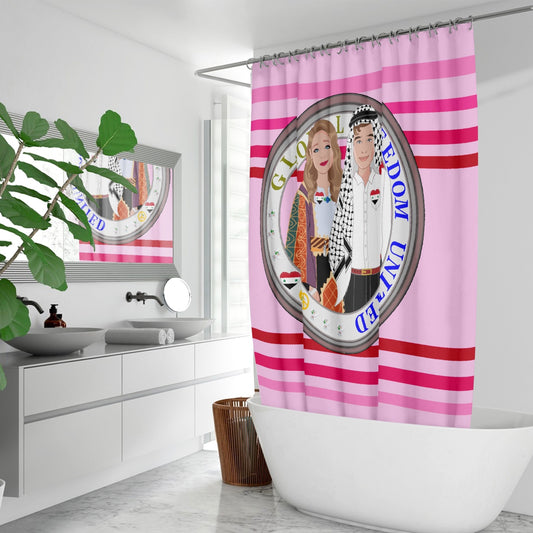 GLOBAL FREEDOM UNITED© Couple Syria Pink1 - Quick-drying Shower Curtain