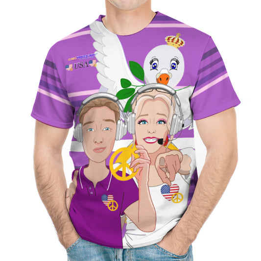 Men´s T-shirt  GLOBAL FREEDOM UNITED© Couple USA Wight American Lilac
