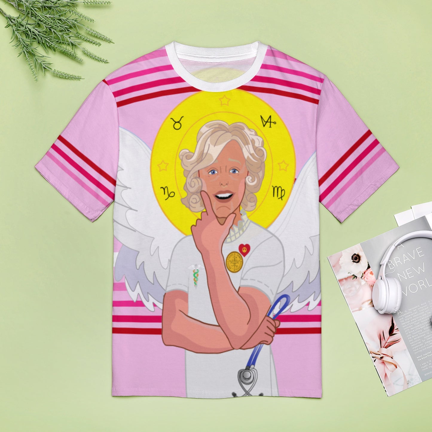 Women´s T-shirt 2 GLOBAL FREEDOM UNITED© Archangel Gabriel Arabic Pink1