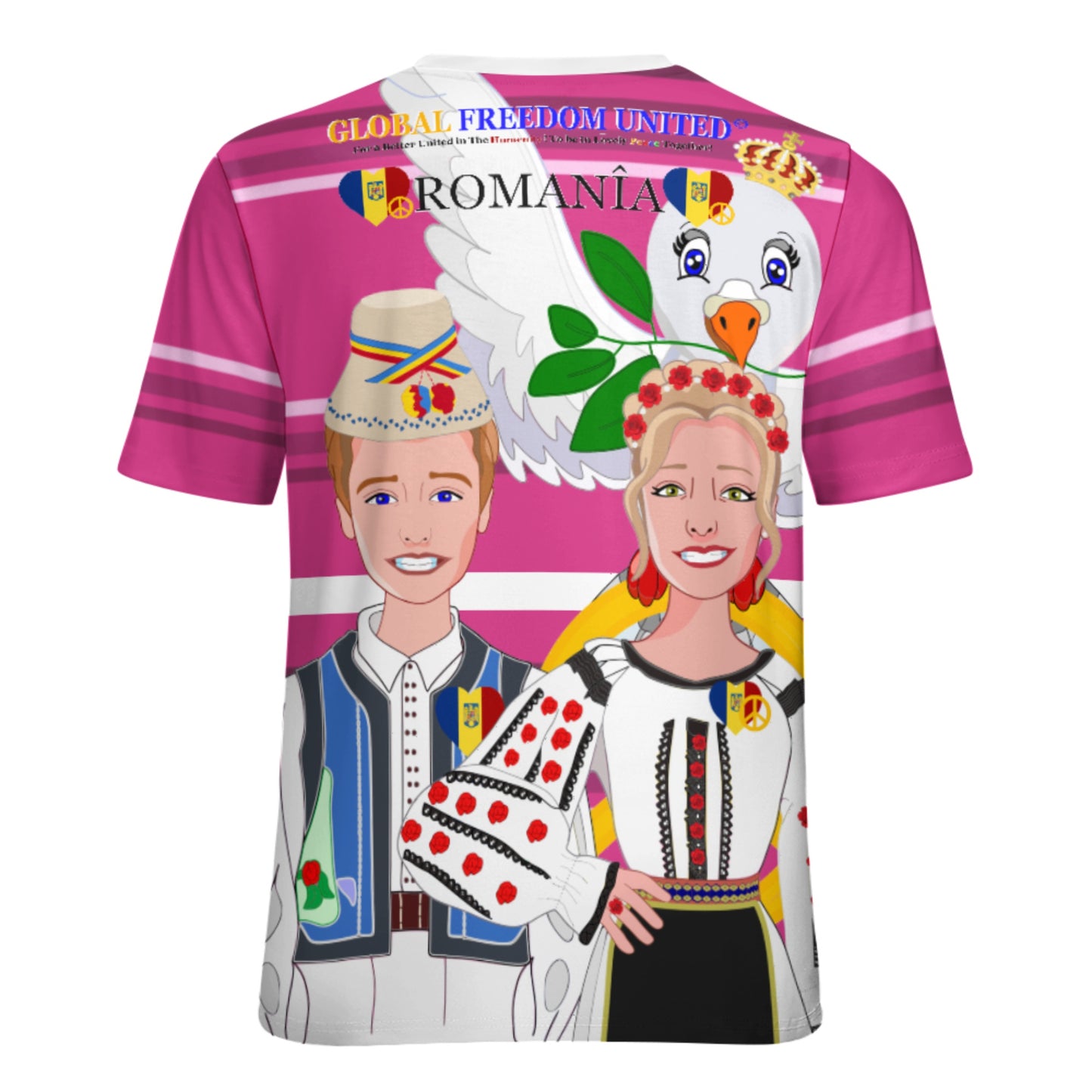 Women´s T-shirt GLOBAL FREEDOM UNITED© Couple Romania Pink2