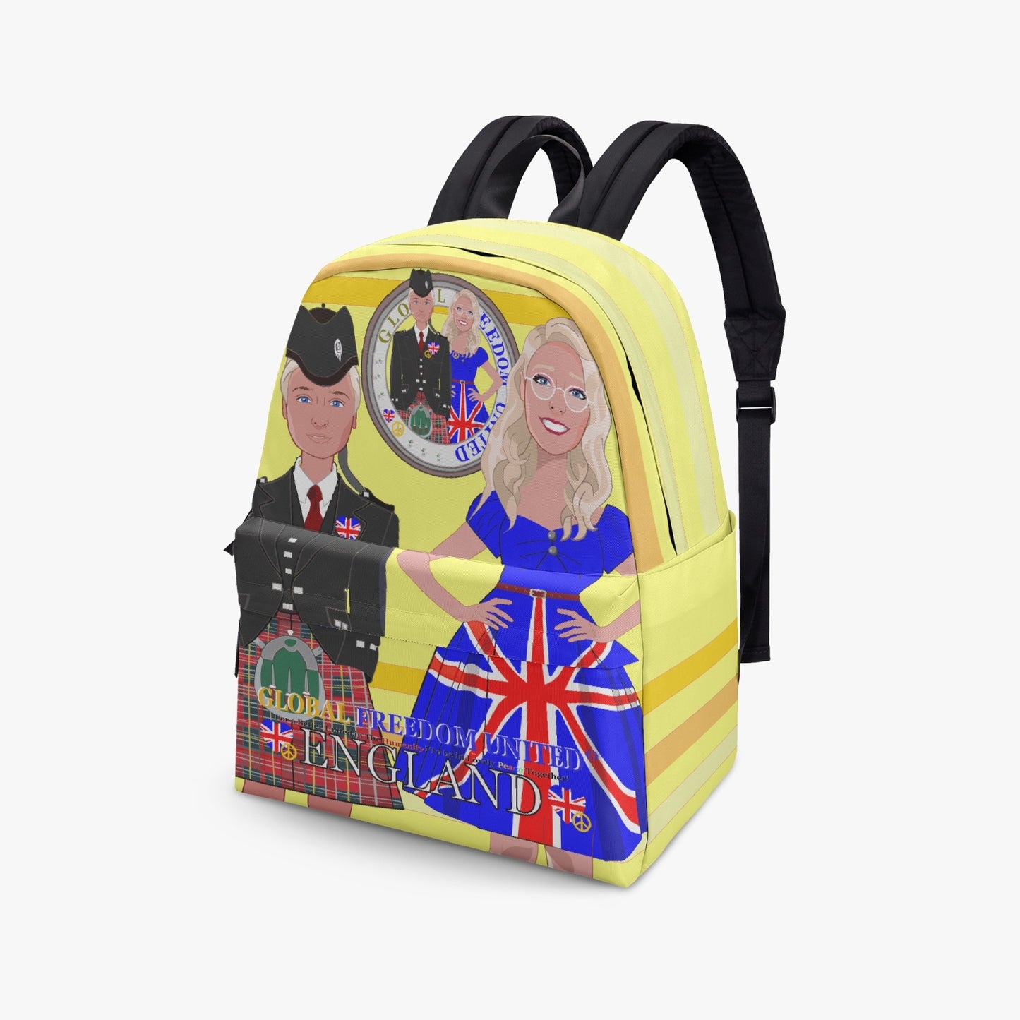 GLOBAL FREEDOM UNITED© Couple England Yellow - All-over-print Canvas Backpack