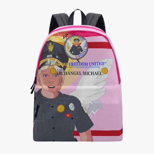 All-over-print Canvas Backpack GLOBAL FREEDOM UNITED© Archangel Michael Policemen Pink